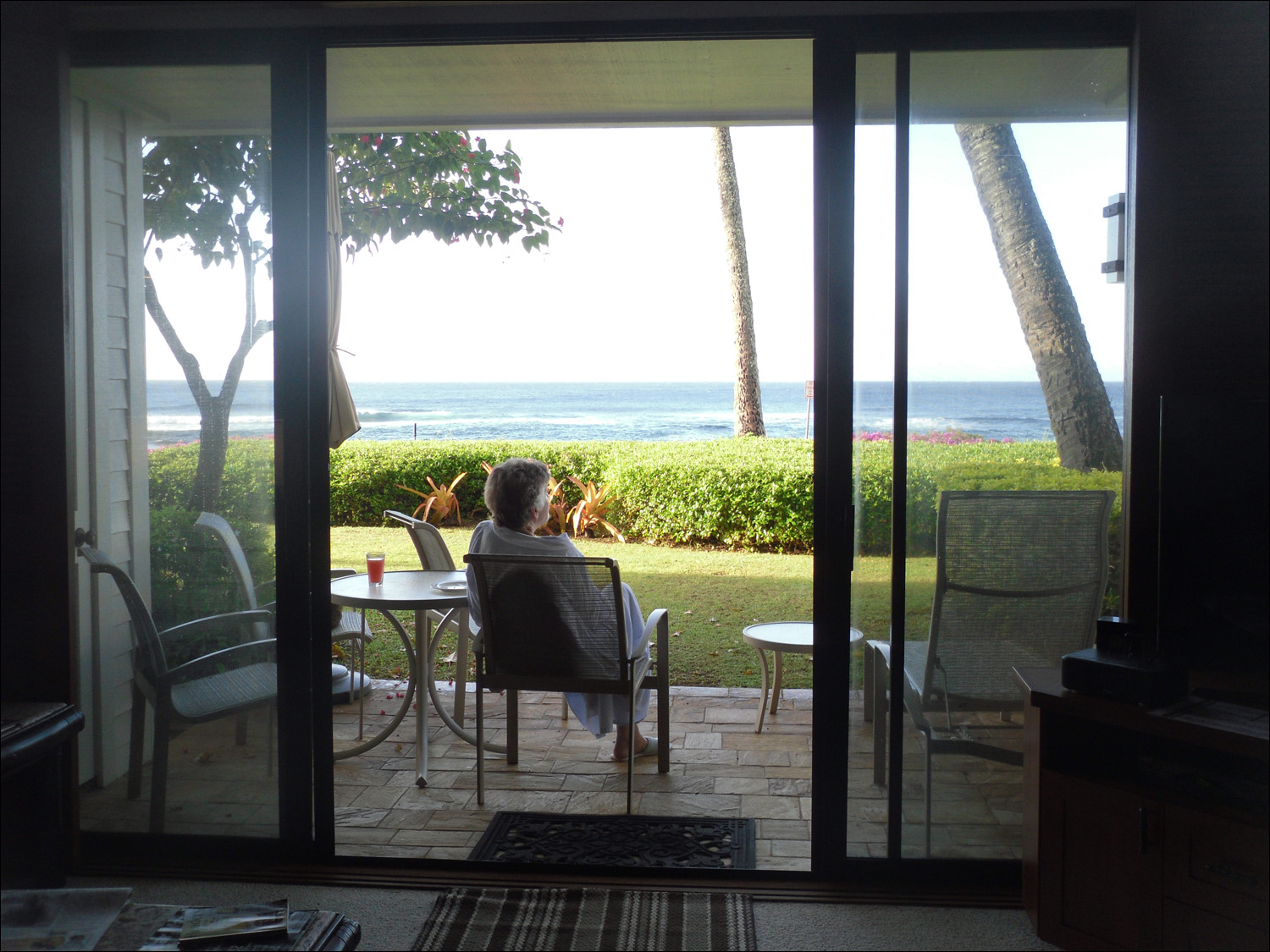 Morning whale watching from the lanai